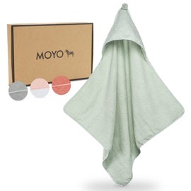 MOYO Hooded Towel in Mint I 75 x 75 cm I Toddler & Baby Bath Poncho Made of 100% Terry Cotton I Baby Towel with Hood I Soft Baby Bath Towel I Washable Hooded Towel Baby