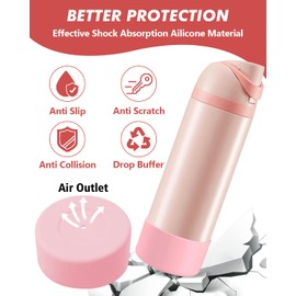 Replacement Lid Compatible with Owala FreeSip,Silicone Water Bottle Boot, Anti-Slip Protective Sleeve for Water Bottle (Pink, 32 oz)