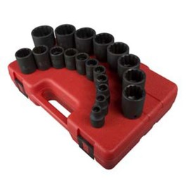SUNEX TOOLS 2819 1/2-Inch Drive 12-Point SAE Impact Socket Set, 19 Piece