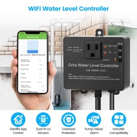 WiFi Sump Pump Controller Alarm, Check Water Level Status, Timely Alerts for Pump Failures & Overload, Keep Your Basement Dry, Perfect for Sewage Pits, Submersible /Utility /Water Well Pumps, Black
