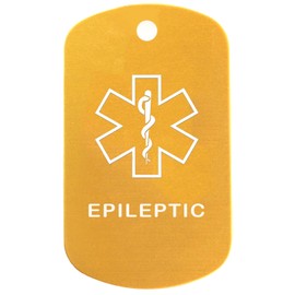 Custom 2 Pack - Epileptic Medical Alert ID Necklaces with Gold Custom Tags, Red/White/Blue Silencers, and 30'' USA Chains