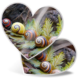 2 x Heart Stickers 15 cm - Colourful Snails Snail Family Fun Decals for Laptops,Tablets,Luggage,Scrap Booking,Fridges, #15959