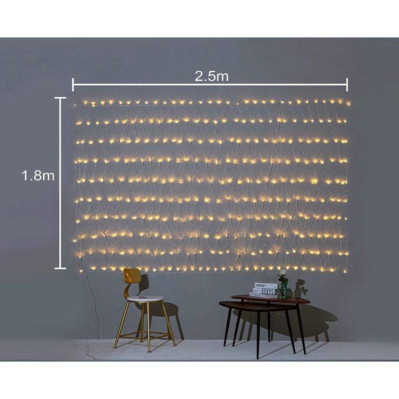 Gresonic Net Fairy Lights Warm White 320LED 2.5x1.8m /8.2x5.9ft 8