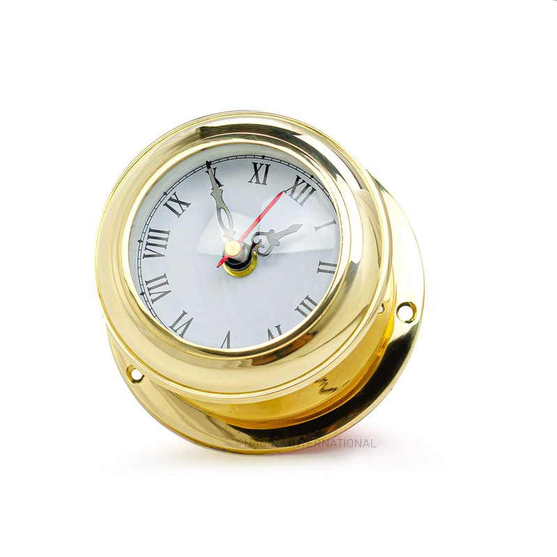 Nagina International MB Ship's Clock Solid Brass Nautical Ships Maritime