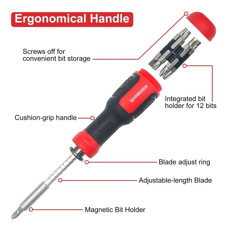 SHARDEN Multi Screwdriver 13-in-1 Screw Driver Adjustable Screwdriver Set Multitool