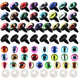 TOAOB 25 Pairs Glass Dragon Eyes Safety Eyes 14mm Assorted Colors Flatback Scrapbooking Dome Cabochons Eyes with Disks Shank and Washers for Stuffed Animals Amigurumis Crochet Bears Dolls Making