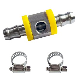 JoyTube 3/8” Fuel Line Fuel Pressure Barbed Push Lock T-Fitting Adapter with 1/8-27 NPT Sensor Port 304 Stainless Steel Includes 2 Clamps Fits Hose with 9.5mm ID Inner Diameter
