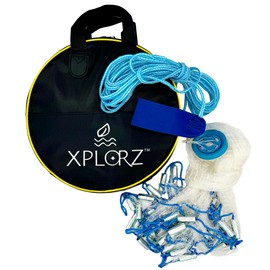 XPLORZ -4ft/ 6ft/ 8ft Radius Cast Fishing Net with Heavy-Duty Zinc Fast Sinking Weights for Saltwater & Freshwater Fishing, Casting Net Made of 3/8 Inch Mesh. Catch Your Own Bait Fish Shrimp!