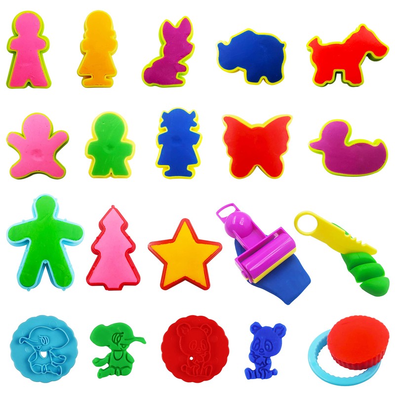 FRIMOONY Dough Tools Set for Kids, Various Plastic Molds, Assorted