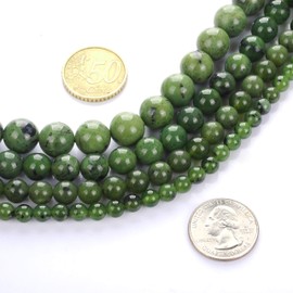 Echte natürliche, glatte, runde kanadische Jade-Edelsteinperlen, lose Perlen zur Schmuckherstellung, ca. 39,4 cm (kanadische Jade, 8 mm)