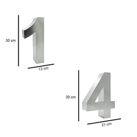 Números para CASA 3D- Inoxidables- Grandes- 30 cm de altura- Fácil instalación- Sin taladro (8-30 cm)