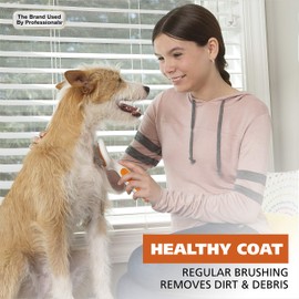 WAHL Premium Large Pet Slicker Brush with Ergronomic Rubber Grips for Comfortable Brushing of Dogs and Cats - Model 858407,Orange/White