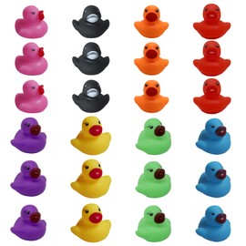 Rubber Ducks, Pack of 24 Colourful Squeaky Ducks, Mini Bath Duck Set for Children, Bath Toy and Party Decoration, Rubber Duck, Funny Rubber Bath Ducks for Children, Shower, Birthday Party Items