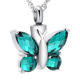 shajwo Cremation Jewelry Butterfly Urn Necklace for Ashes for Women Men Keepsake Memorial Human Pet Ashes Locket Pendant,Green