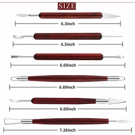 LINPHCEY 6PCS Clay Sculpting Tools Kit - Easy to Use Double-Ended Polymer & Pottery Carving Set with Comfortable Wood Grip - Ideal Tools for Clay Sculpey & Modeling Clay Ideal for Kids and Adults