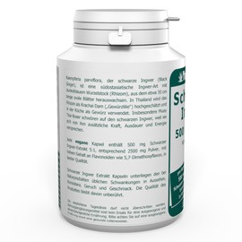 Black Ginger Extract 500 mg Capsules Pack of 120 Vegan