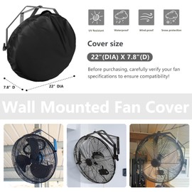 Bitubi Wall Mount Fan Cover for 18-20 Inch Fans - Compatible with High Velocity Industrial/Floor Fans, Heavy Duty 600D Oxford Dustproof Protective Cover (Black)