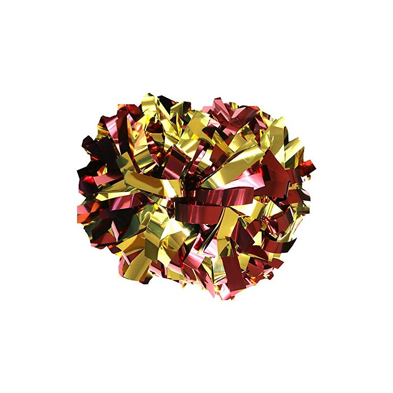 Danzcue 6 Inches Metallic Cheerleading Pom Pom with Baton Handle