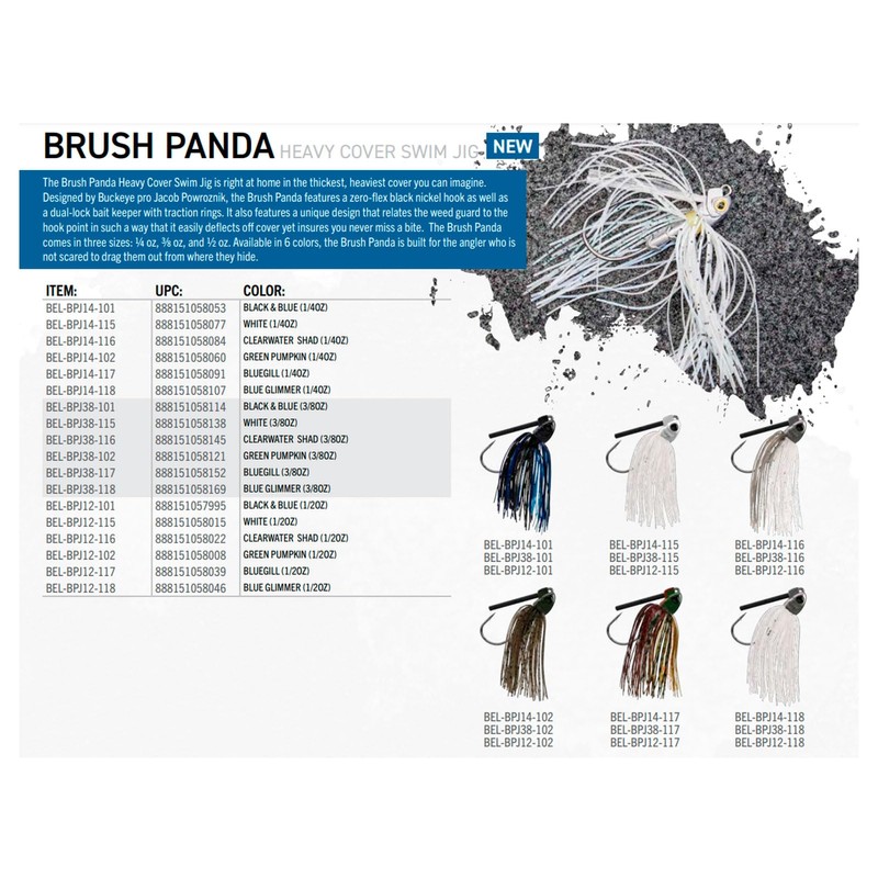 Buckeye Lures Brush Panda (Heavy Cover Swim JIG) 1/4 OZ.