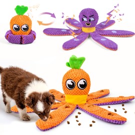 FWLWTWSS Interactive Dog Toy Intelligence, 2-in-1 Octopus & Carrot Intelligence Toy for Dogs Sniffing Toy Dog, Dog Toy Indestructible for Large/Small Dogs