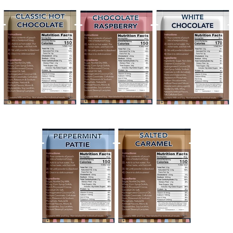 Double Donut Coffee Flavored Hot Chocolate Packets Variety Pack, 9