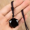 Black Obsidian Hexagram Pendant Necklace Healing Protection Crystal Jewelry