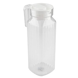 Jarra Pequeña con Tapa, Jarra de Agua de Plástico Transparente, Jarra de Acrílico Transparente, Contenedor de Bebidas a Rayas con Asa para Agua Fría, Jugo, té, Limonada, Leche (1100ml)