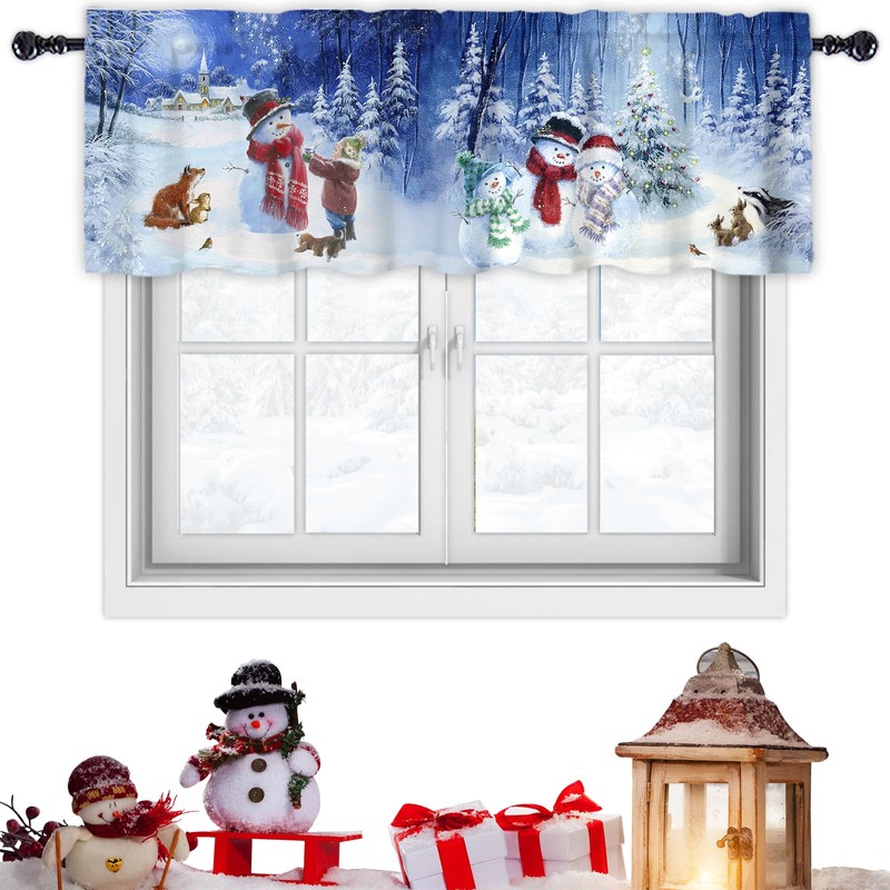 Abaysto Christmas Valance for Windows Christmas Snowman Window Toppers Valances