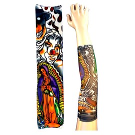 Tattoo Sleeve - Sleeve - Fake Tattoo - Madonna - Virgin Mary - Clown - Skull - Rifle - Spider Web - Tattoo - Half Sleeve - Tribal - W41