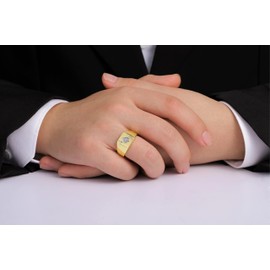 Rylos Gambling Rings Yellow Gold Plated Silver Lucky Ace of Spades Poker Ring W/Diamonds, Size 9