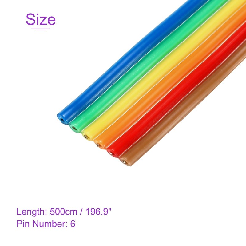 DMiotech 1 Pack 6 Pins IDC Flat Ribbon Rainbow Cable