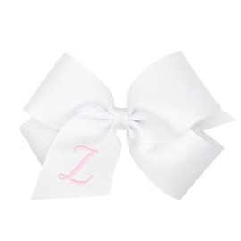 Wee Ones Girls' Initial It Monogram Hair Bows on a WeeStay No Slip Hair Clip, For All Ages and Hair Types, White Bow, King Size, Letter Z