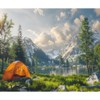 Leowefowa Lakeside Camping Backdrop 10x8ft Outdoor Camping Tent Green Forest