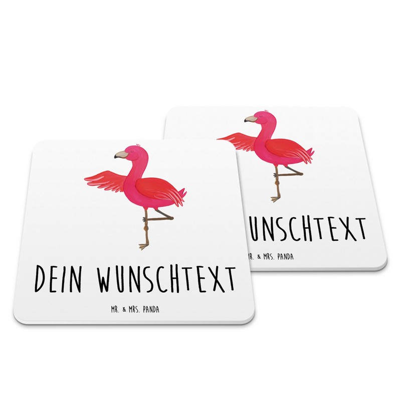 Mr. & Mrs. Panda 10er Set Personalisiertes Untersetzer Set Flamingo