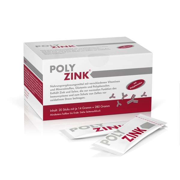 PolyZink: Dietary supplement with 10 vitamins and 2 trace elements such as zinc and polyphenols for a strong defence, 20 bags of 14 g each
