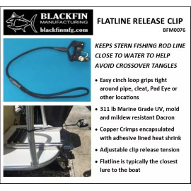 Blackfinmfg Flat Line Release Clip - Easy Cinch Strap - Adjustable Tension - Trolling  - 1 Flatline Clip