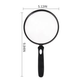 10X Large Magnifying Glass for Reading, Upgraded Handheld Magnifier with 5.12inch Anti-Glare Lens, Non-Slip Handle for Close Work, Seniors Reading, Kids Nature Exploration, Hobby Observation
