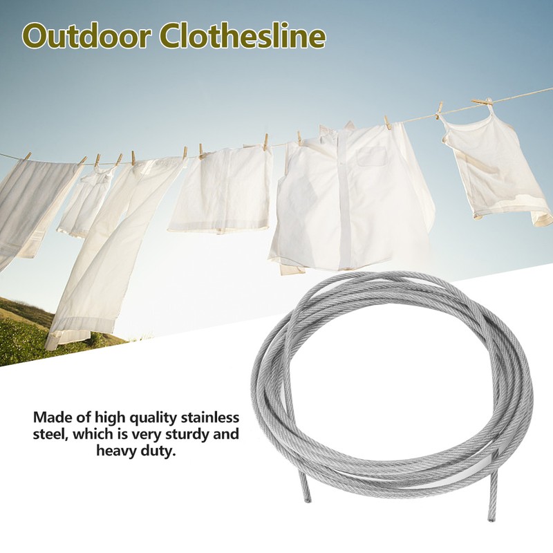 Outdoor Clothesline Stainless Steel Clothesline Wire Heavy Duty with Turnbuckle