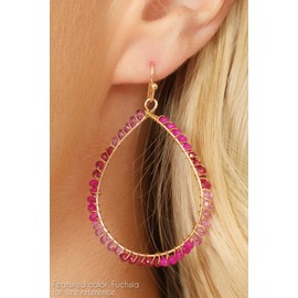 Bohemian Bead Dangle Statement Tassel Earrings - Fringe Chandelier Drops (Teardrop Wire Bead Earrings - Multi