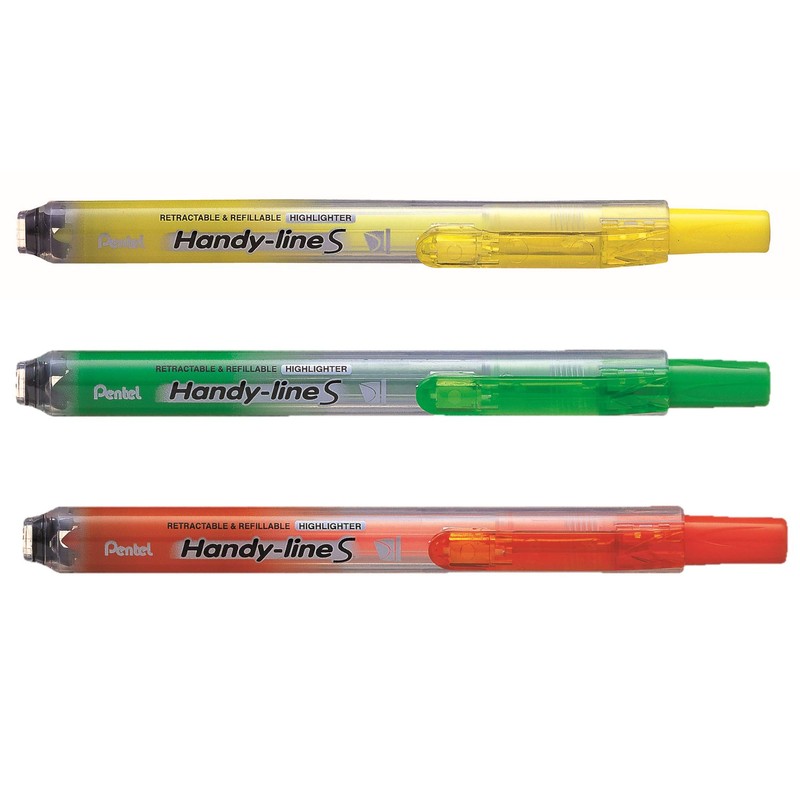 Pentel Handy-Line S Highlighter Pens Pack of 3 Assorted Colours
