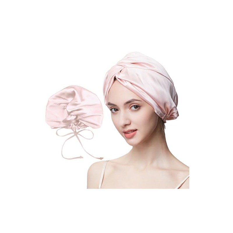 100% Mulberry Silk Sleep Bonnet, Double Layer Silk Turban, Shower