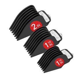 Yinke Clipper Guards Cutting Guides for Wahl with Metal Clip of Lengths 1.25 in/ 1/32mm & 1.5 in / 38mm & 2 in / 51mm, Premium Large Trimmer Combs Fits Most Full Size Wahl Clippers (3PCS, Black)