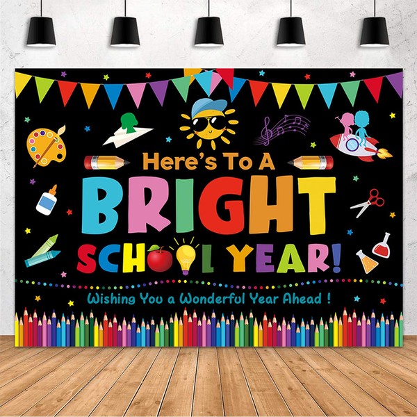 MEHOFOND Back to School Backdrop Black Here's to A Bright