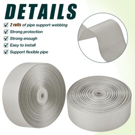 Frienda 2 Rolls Duct Strap Duct Aid Webbing Wide Webbing Strap Support Belt Heavy Duty(200 ft X 1.97 Inch,Silver Gray)