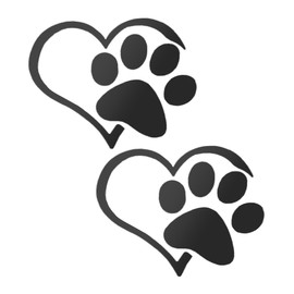 Flaconi Car Stickers,Car Stickers and Decals,3D Car Sticker,Car Decals,Paw Print Stickers,Paw Stickers,3D Heart and Paw Decal,Auto Car Decal Emblem Decal Decoration,Fit for Most Cars (Black)