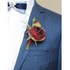 MAFELOE Corsage Boutonniere Set, Burgundy, 2 Pieces (X1-DB)
