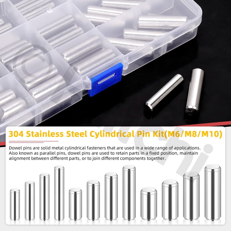 Hilitchi 60PCS Dowel Pin M6 M8 M10 304 Stainless Steel