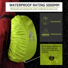 Unigear Anti-Rain Backpack Cover, 10-90L Waterproof Dustproof Durable Abrasion Resistant Protective Cover for Camping, Hiking, Travel, Cycling (Green, L)