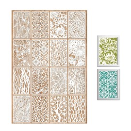 Zcbzbn Stencils, Painting Stencils, 16-Piece Stencil Set, Reusable Geometric Drawing Stencil, Painting Stencil for Painting, Floor, Wood, Home Wall Decor, Scrapbooking Crafts