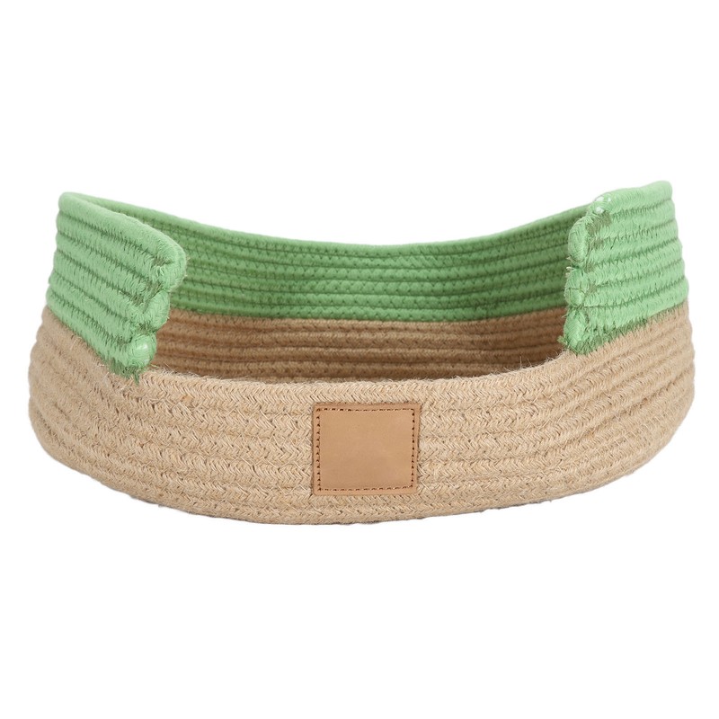 Round Cat Bed Cotton Rope Woven Basket Multipurpose Sleeping Scratching